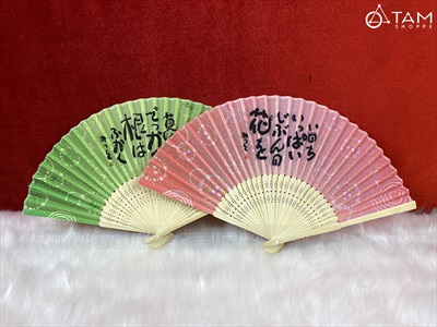 Quạt xếp cổ trang họa tiết đẹp R36cm QUAT-06